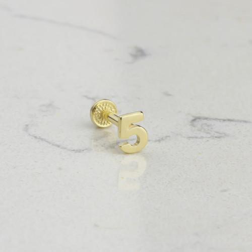 Glorria 14k Solid Gold Number 5 Tragus Piercing Glorria 14k Solid Gold Number 5 Tragus Piercing