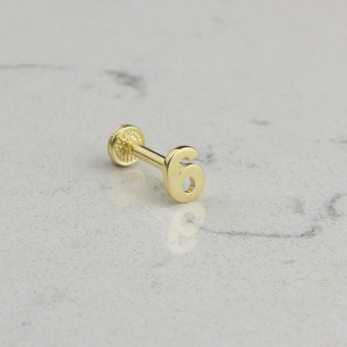 Glorria 14k Solid Gold Number 6 Tragus Piercing Glorria 14k Solid Gold Number 6 Tragus Piercing