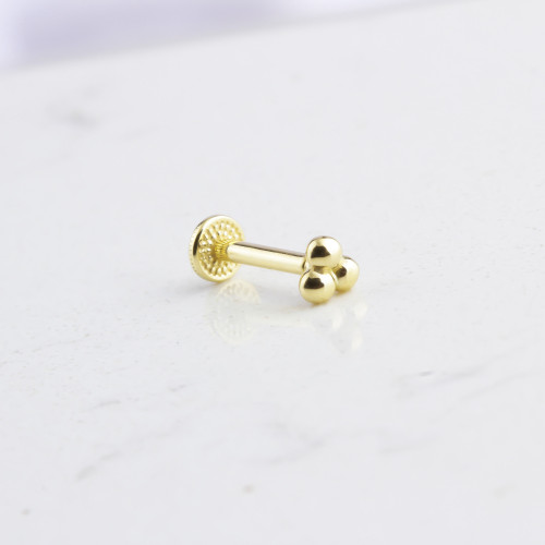 Glorria 14k Solid Gold 3 Ball Tragus Piercing Glorria 14k Solid Gold 3 Ball Tragus Piercing