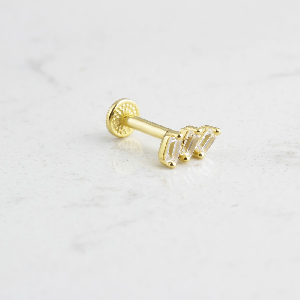 Glorria 14k Solid Gold 3 Drumstick Tragus Piercing