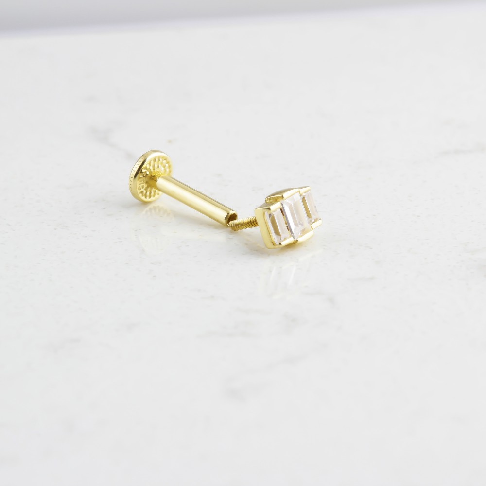 Glorria 14k Solid Gold 3 Drumstick Tragus Piercing