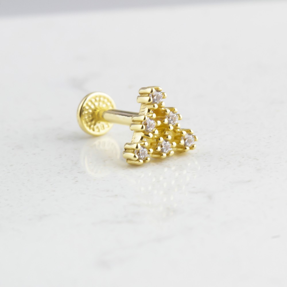 Glorria 14k Solid Gold Pyramid Tragus Piercing