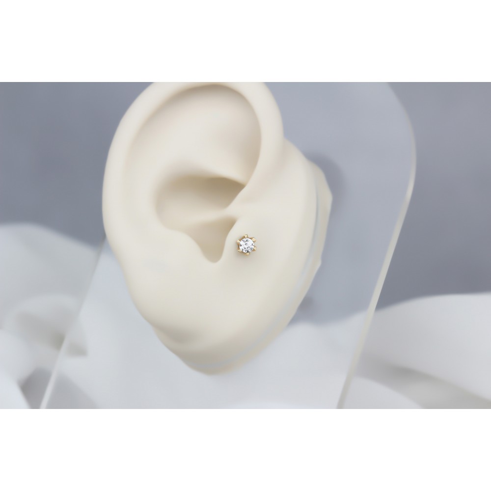 Glorria 14k Solid Gold Solitaire Tragus Piercing Glorria 14k Solid Gold Solitaire Tragus Piercing