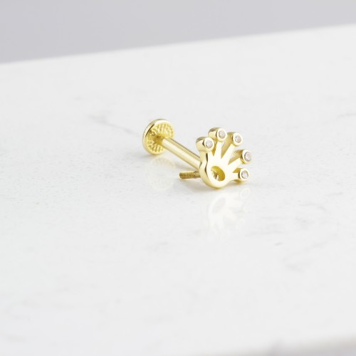 Glorria 14k Solid Gold Crown Tragus Piercing Glorria 14k Solid Gold Crown Tragus Piercing