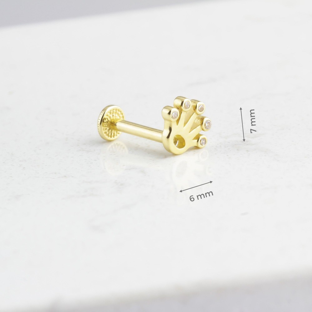 Glorria 14k Solid Gold Crown Tragus Piercing