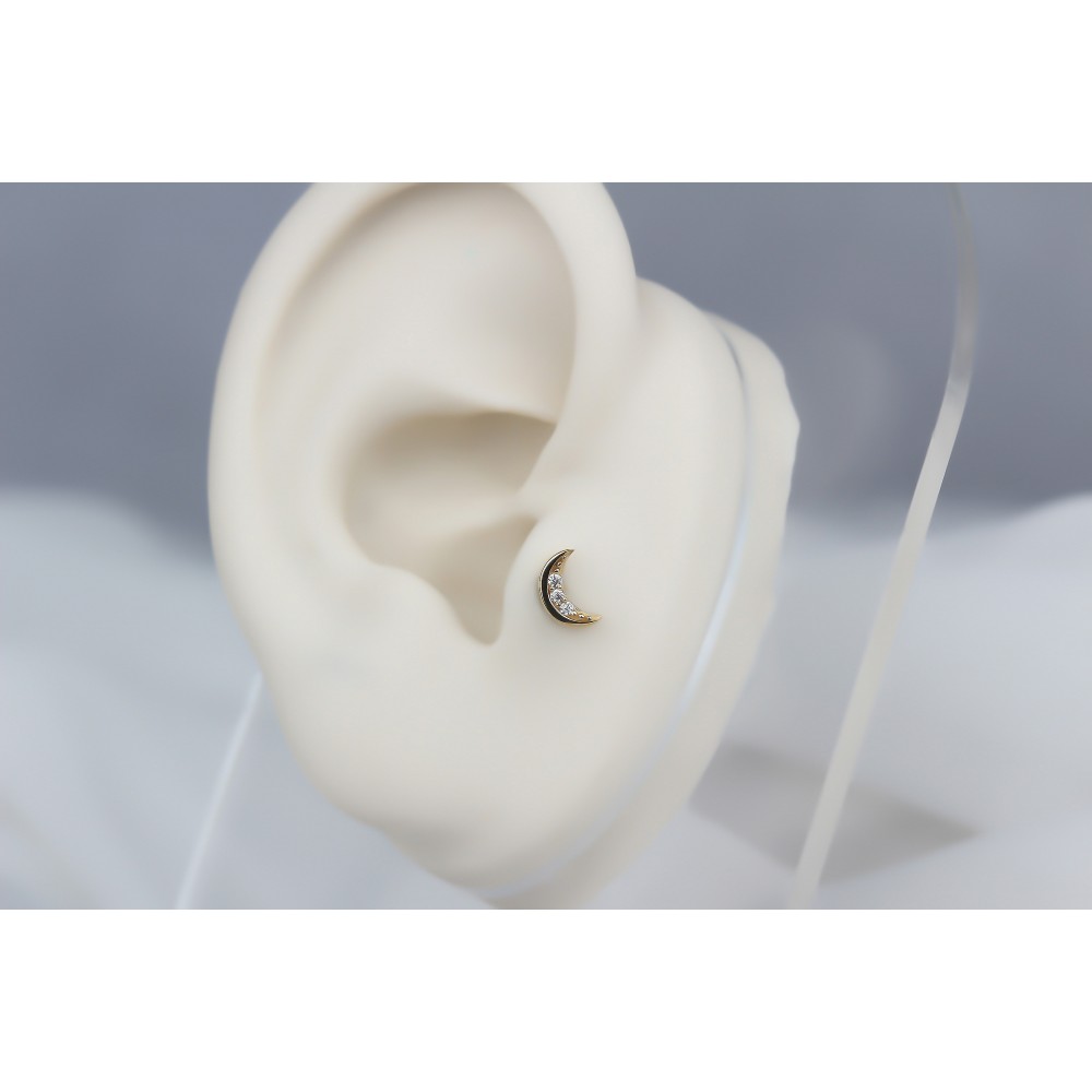 Glorria 14k Solid Gold Moon Tragus Piercing Glorria 14k Solid Gold Moon Tragus Piercing