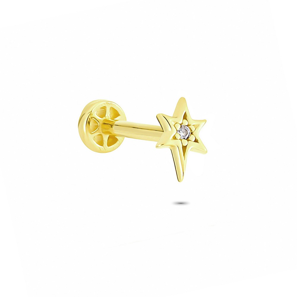 Glorria 14k Solid Gold Pole StarTragus Piercing