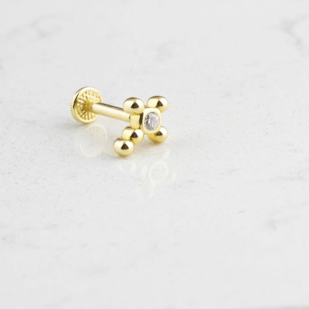 Glorria 14k Solid Gold SolitaireTragus Piercing