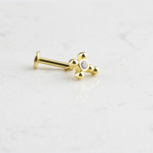 Glorria 14k Solid Gold SolitaireTragus Piercing Glorria 14k Solid Gold SolitaireTragus Piercing