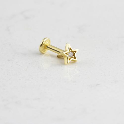 Glorria 14k Solid Gold Star Tragus Piercing Glorria 14k Solid Gold Star Tragus Piercing