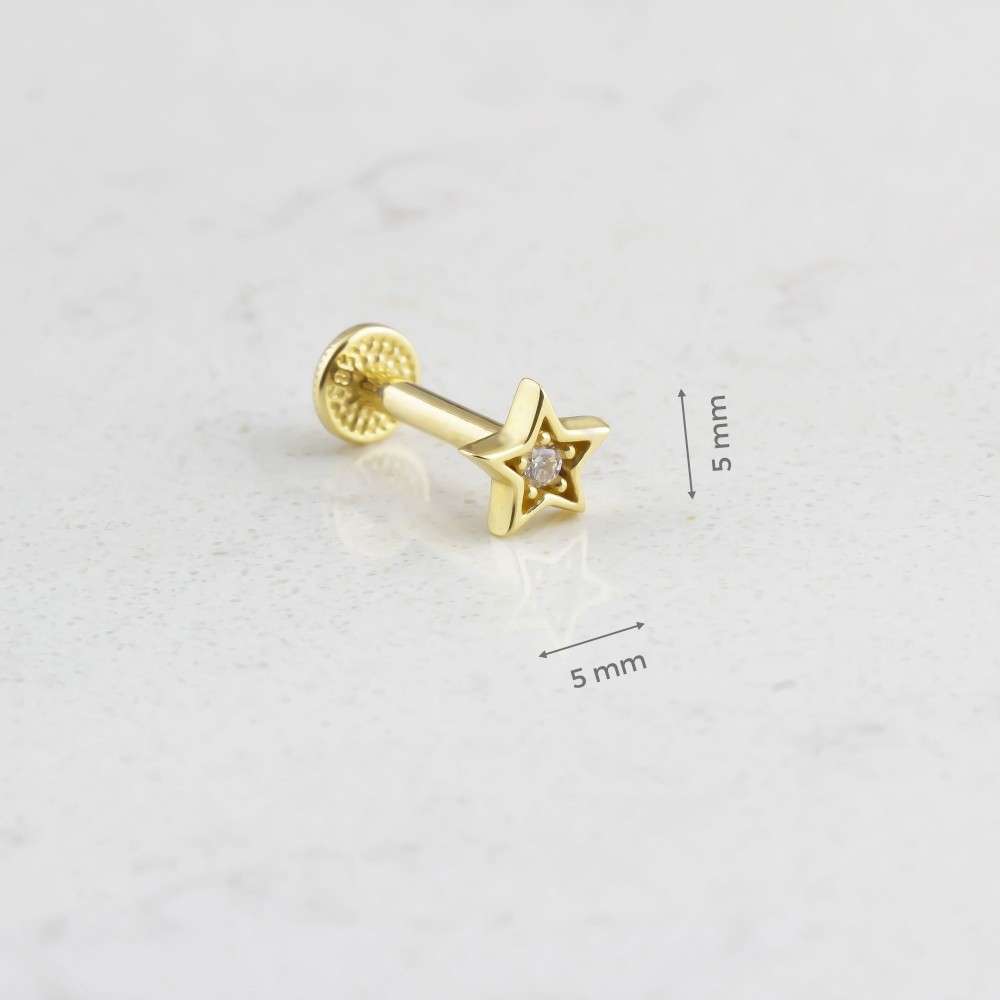 Glorria 14k Solid Gold Star Tragus Piercing