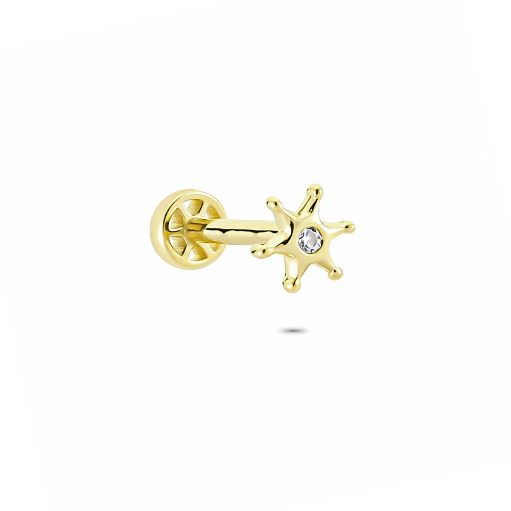 Glorria 14k Solid Gold Solitaire Tragus Piercing