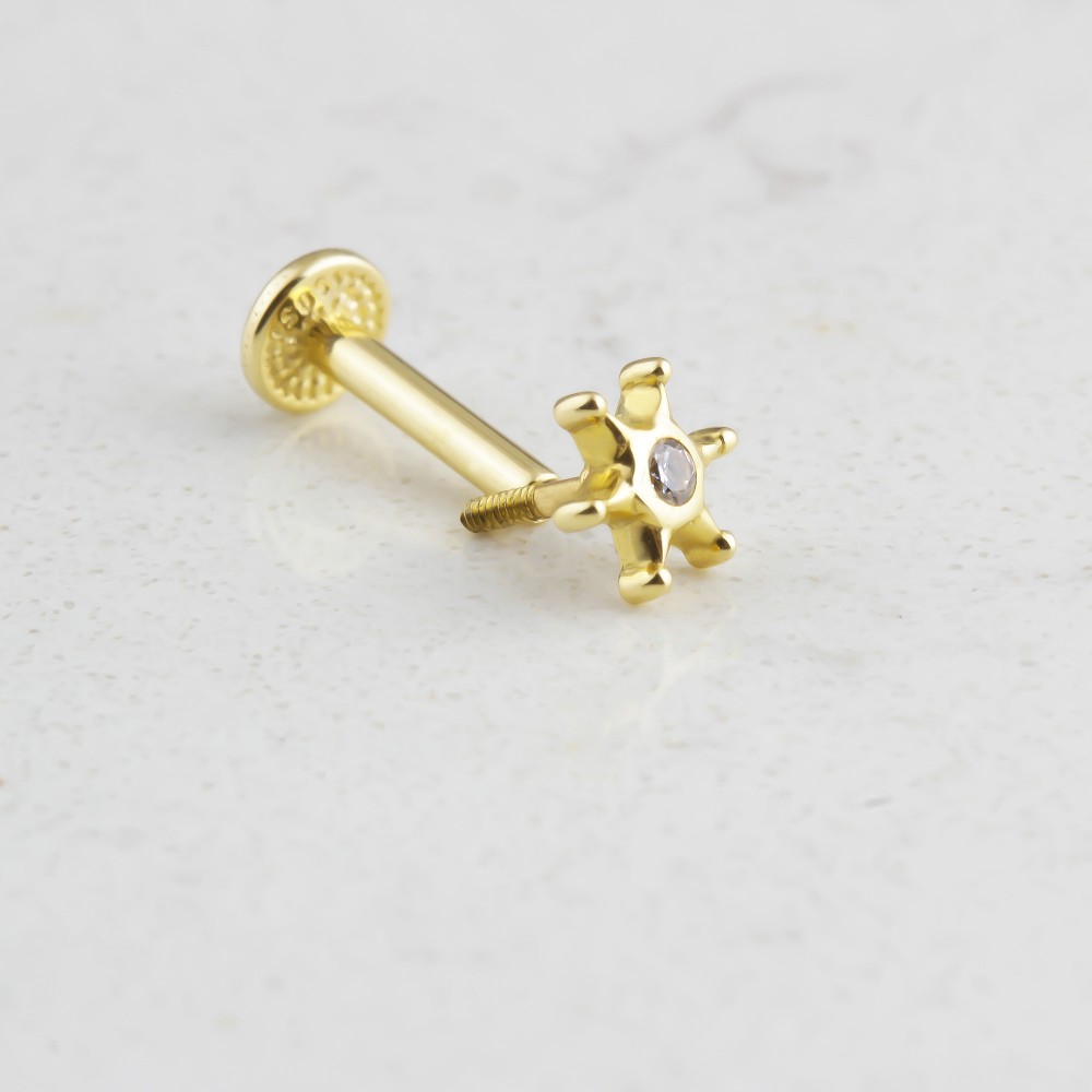 Glorria 14k Solid Gold Solitaire Tragus Piercing