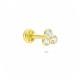 Glorria 14k Solid Gold Three Stone Tragus Piercing