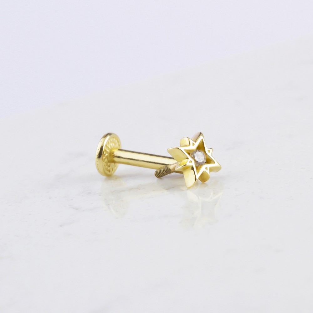 Glorria 14k Solid Gold Star Tragus Piercing