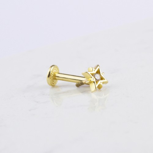 Glorria 14k Solid Gold Star Tragus Piercing Glorria 14k Solid Gold Star Tragus Piercing