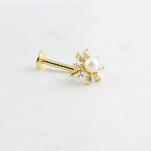 Glorria 14k Solid Gold Pearl Tragus Piercing Glorria 14k Solid Gold Pearl Tragus Piercing