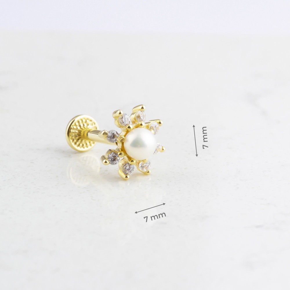 Glorria 14k Solid Gold Pearl Tragus Piercing