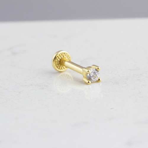 Glorria 14k Solid Gold Solitaire Tragus Piercing Glorria 14k Solid Gold Solitaire Tragus Piercing