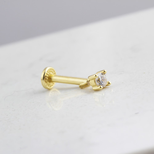 Glorria 14k Solid Gold Solitaire Tragus Piercing Glorria 14k Solid Gold Solitaire Tragus Piercing