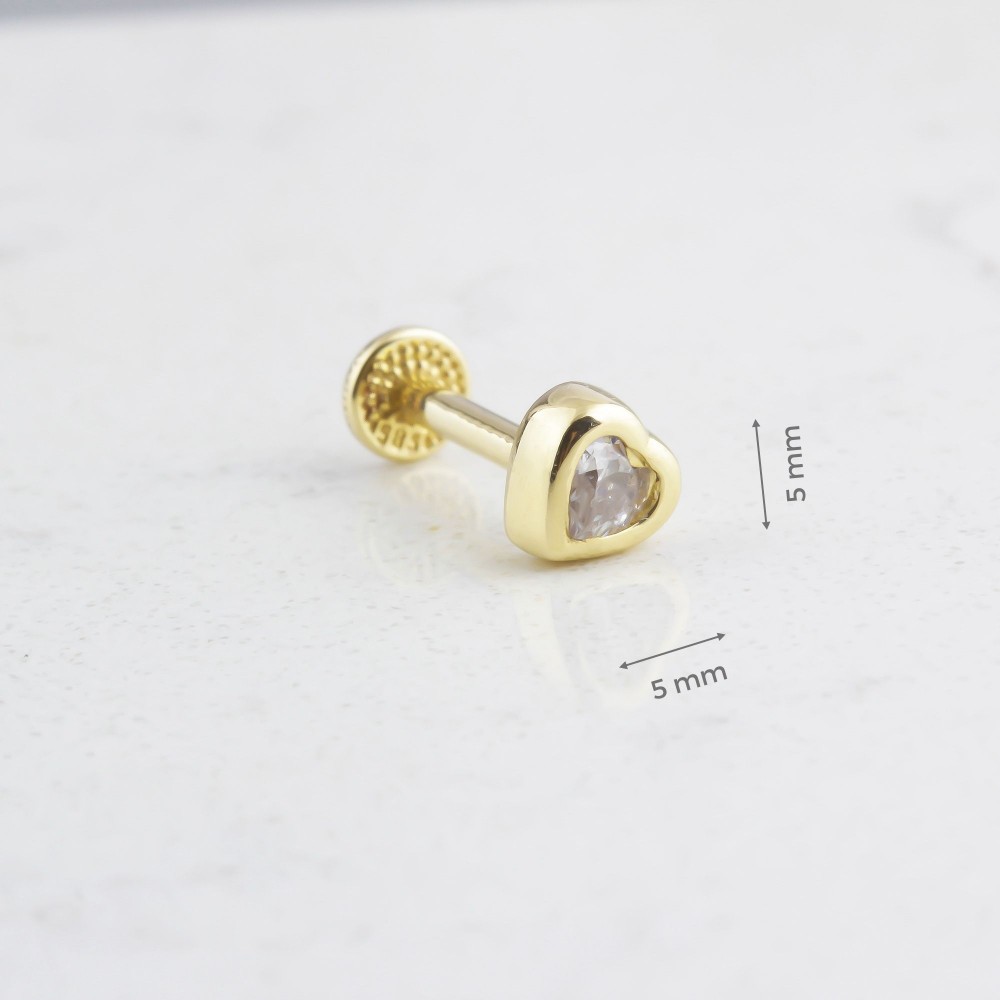 Glorria 14k Solid Gold Heart Tragus Piercing