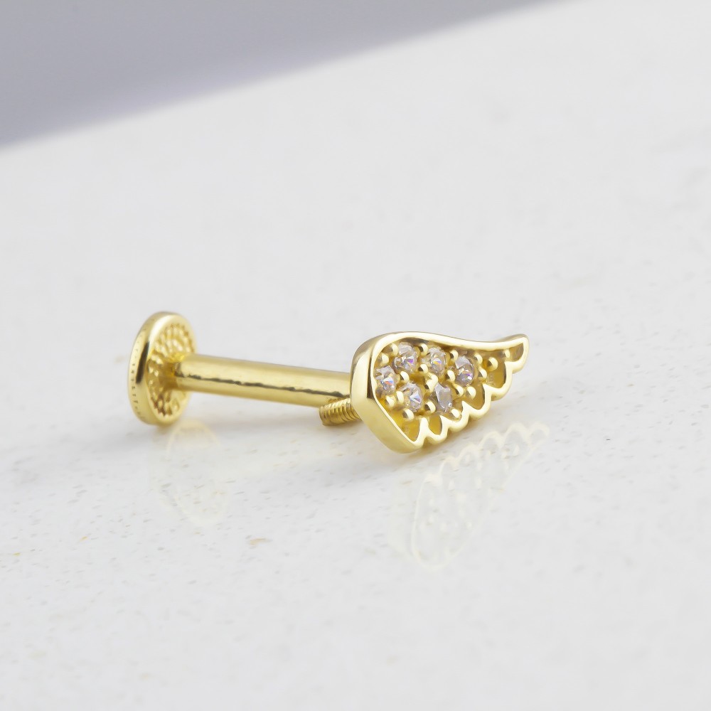 Glorria 14k Solid Gold Angel Wing Tragus Piercing