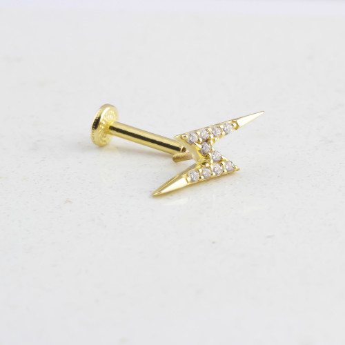 Glorria 14k Solid Gold Lightning Tragus Piercing Glorria 14k Solid Gold Lightning Tragus Piercing