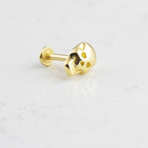 Glorria 14k Solid Gold Skull Tragus Piercing