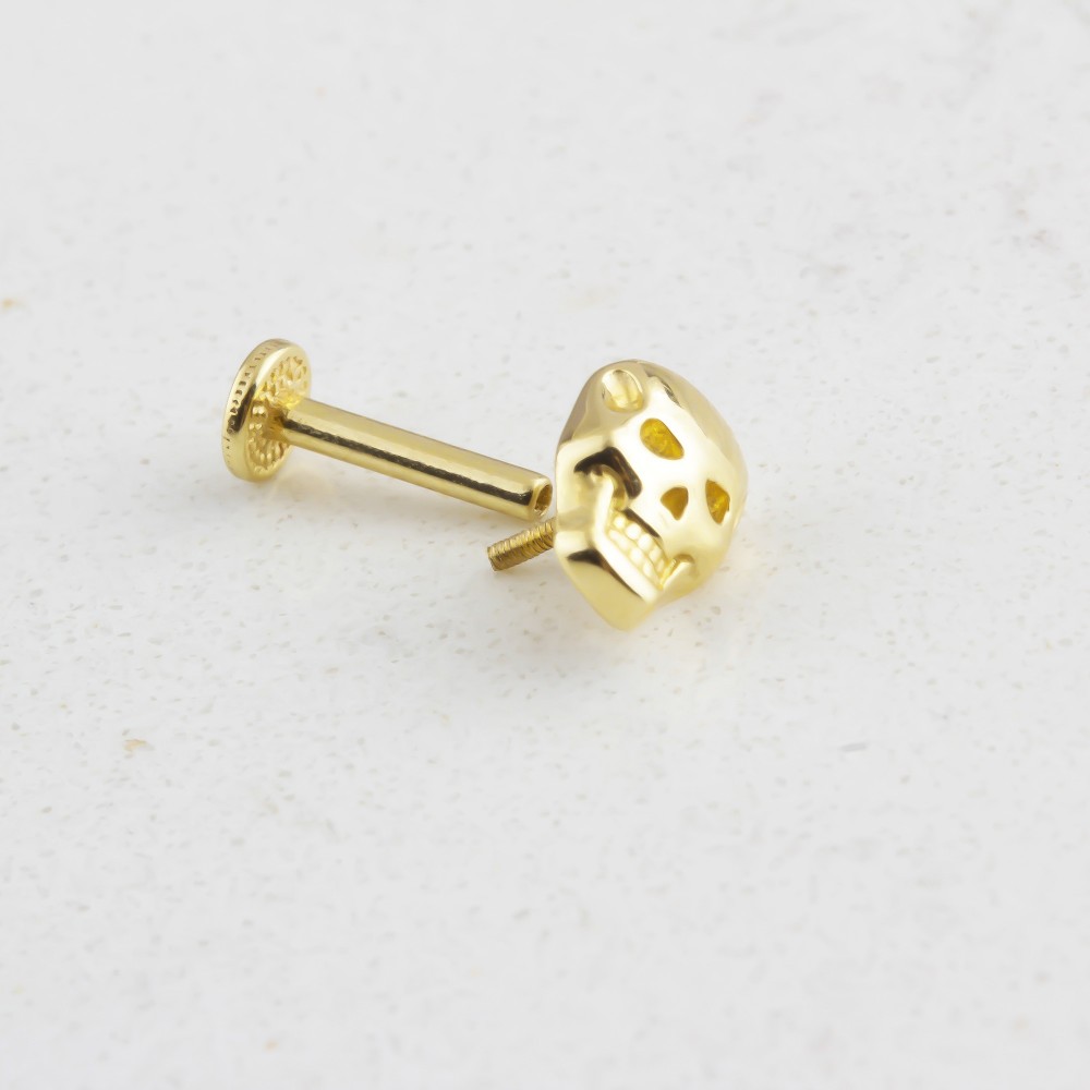 Glorria 14k Solid Gold Skull Tragus Piercing