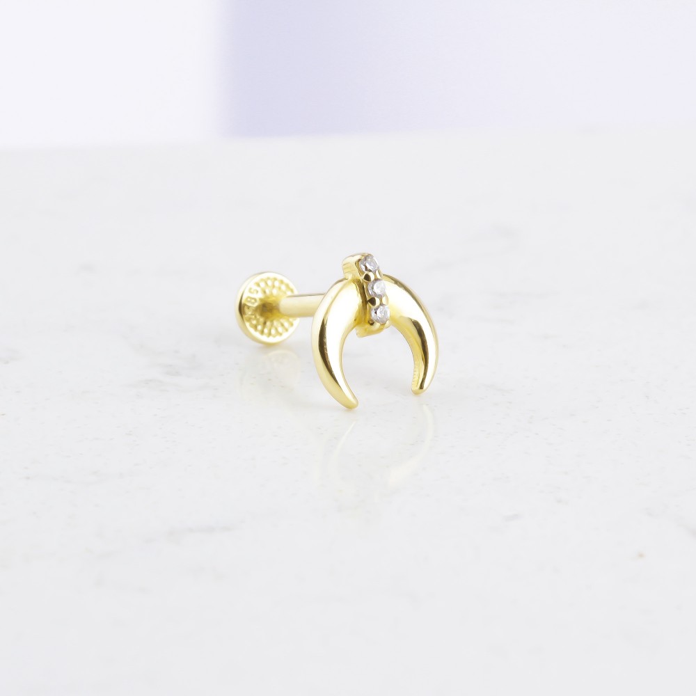 Glorria 14k Solid Gold Crescent Tragus Piercing