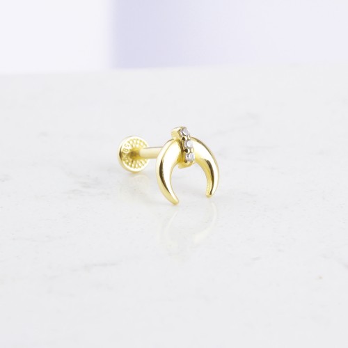 Glorria 14k Solid Gold Crescent Tragus Piercing