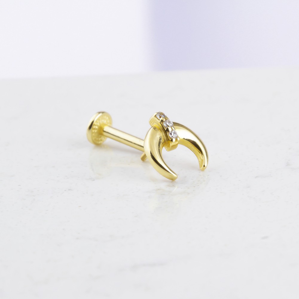 Glorria 14k Solid Gold Crescent Tragus Piercing