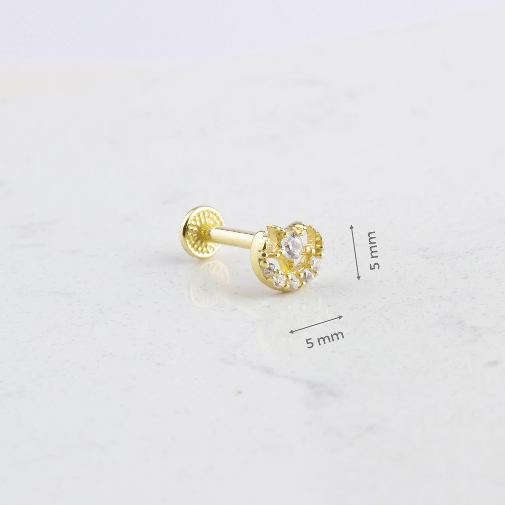 Glorria 14k Solid Gold Moon Star Tragus Piercing