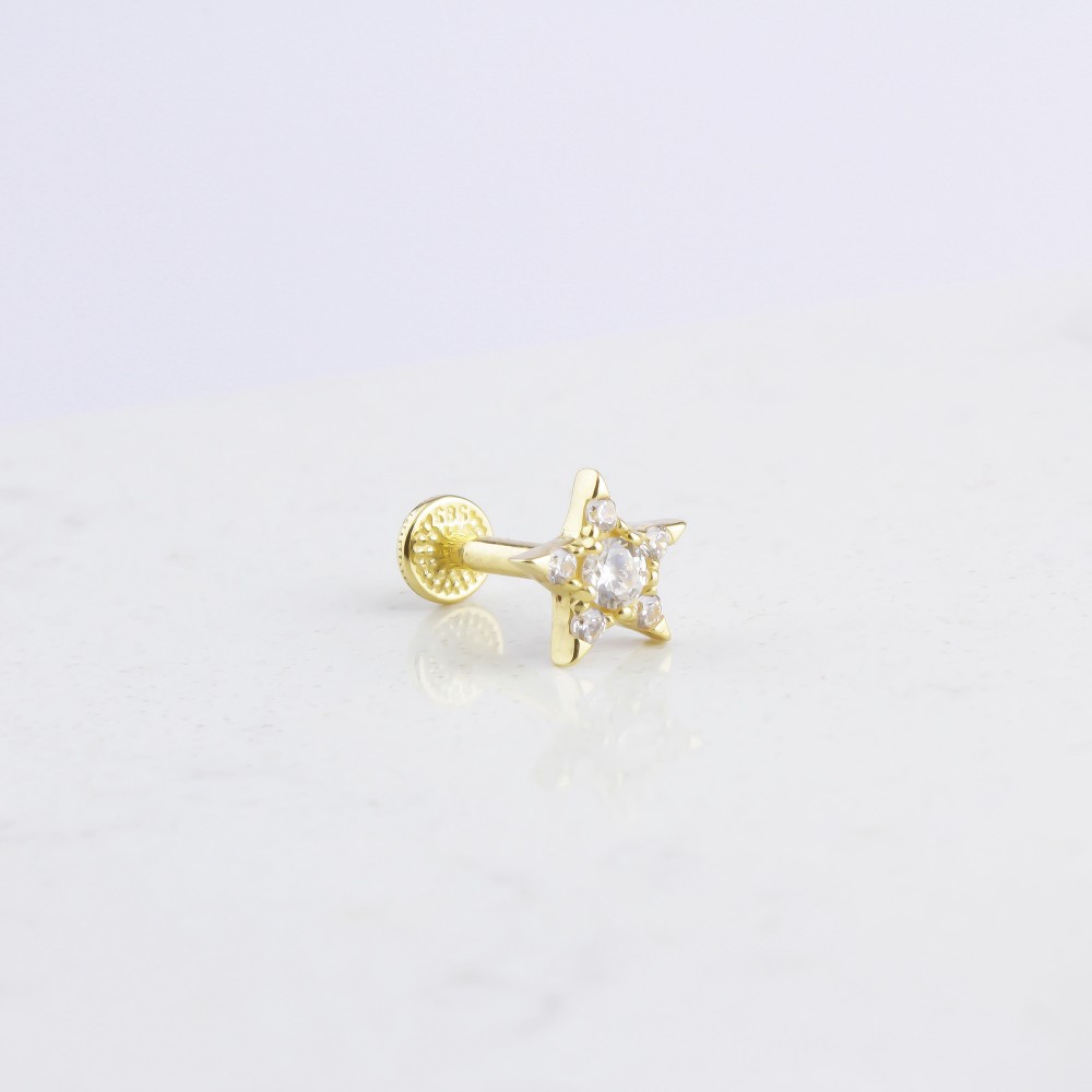 Glorria 14k Solid Gold Star Tragus Piercing