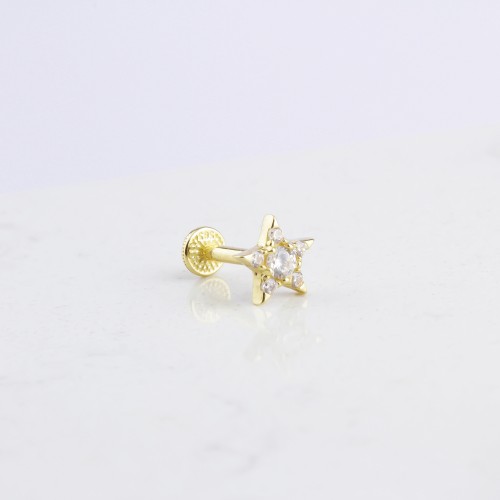 Glorria 14k Solid Gold Star Tragus Piercing