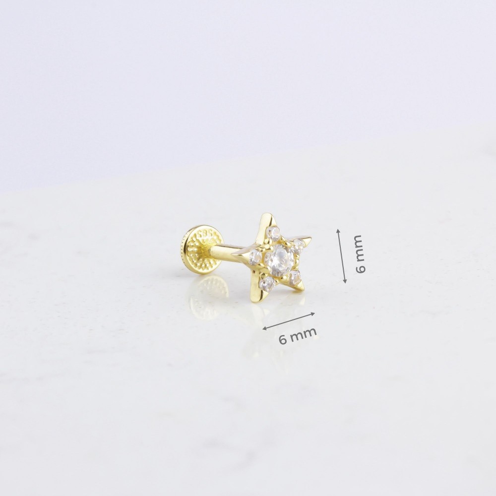 Glorria 14k Solid Gold Star Tragus Piercing