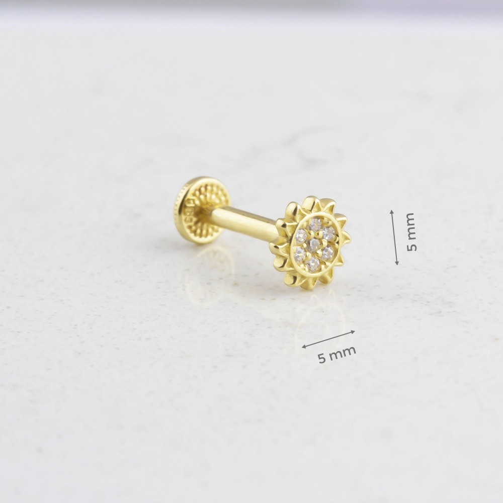 Glorria 14k Solid Gold Sun Tragus Piercing