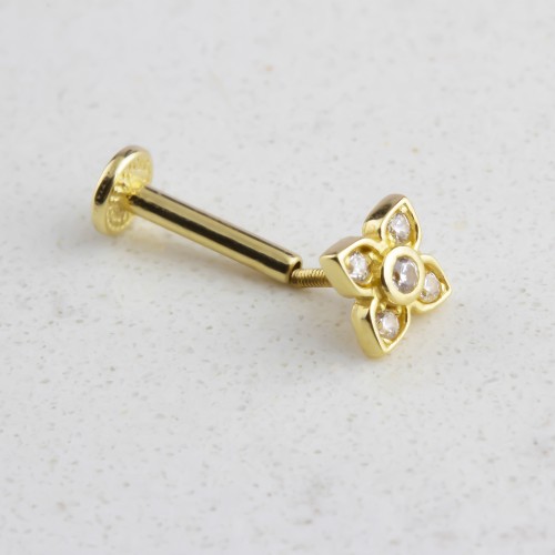 Glorria 14k Solid Gold Clover Tragus Piercing Glorria 14k Solid Gold Clover Tragus Piercing