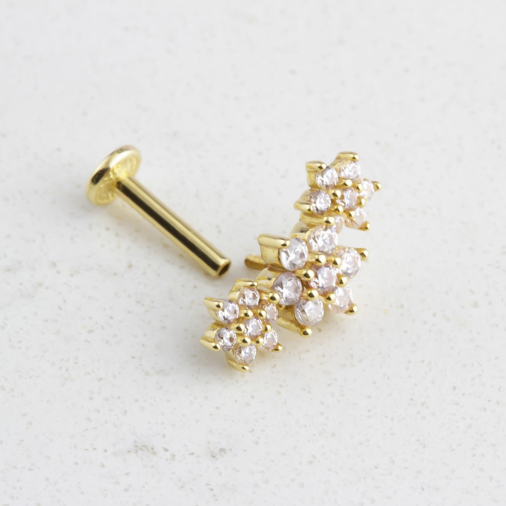 Glorria 14k Solid Gold Flower Tragus Piercing