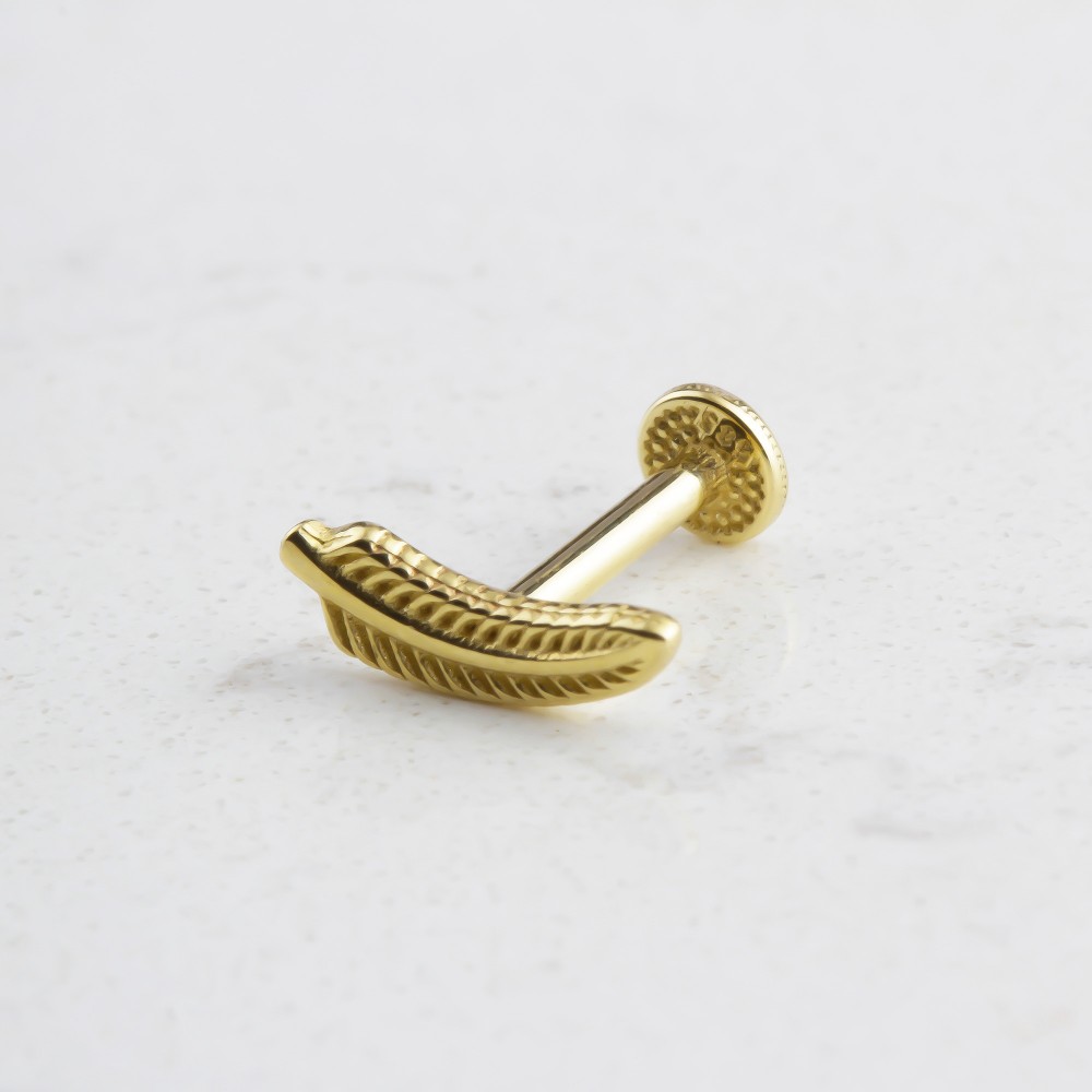 Glorria 14k Solid Gold Leaf Tragus Piercing