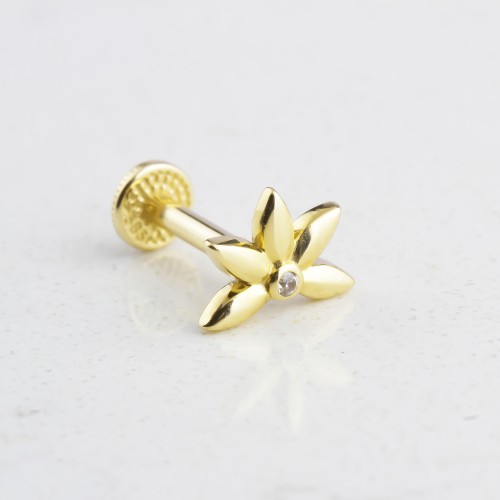 Glorria 14k Solid Gold Clover Tragus Piercing
