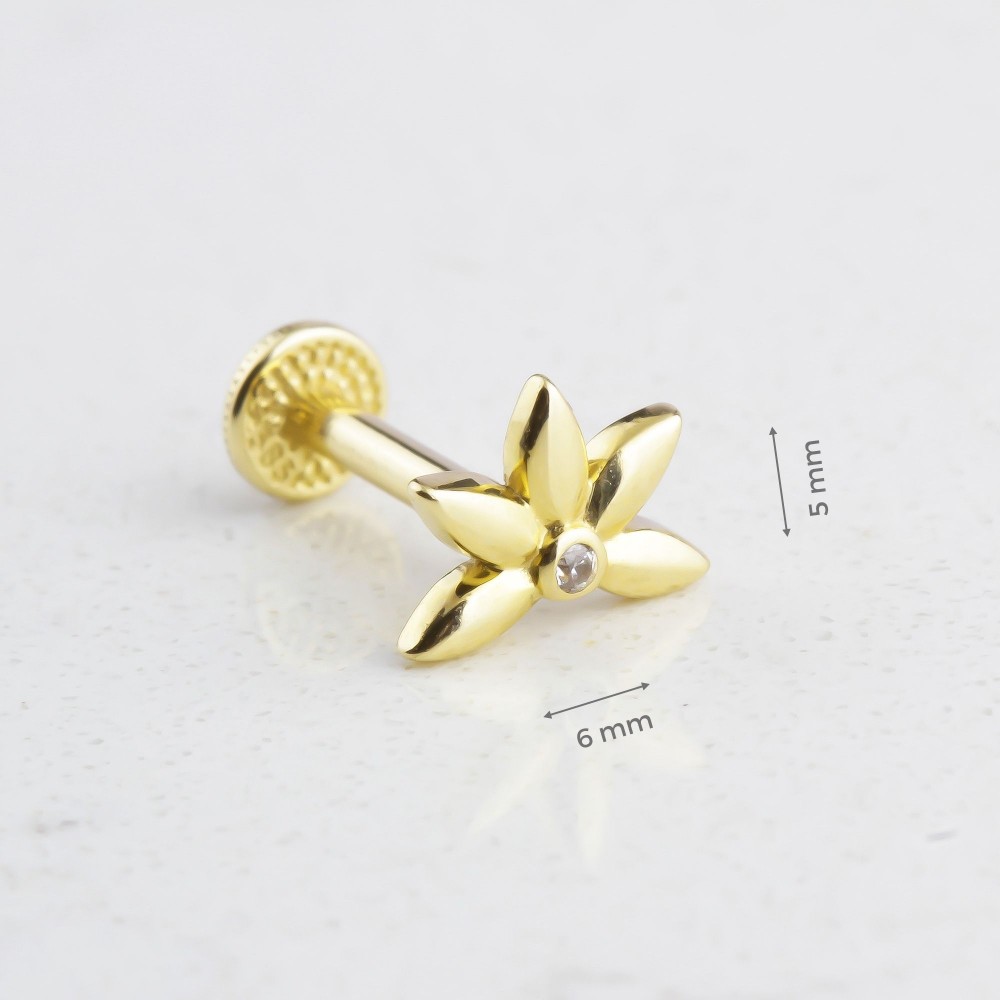 Glorria 14k Solid Gold Clover Tragus Piercing