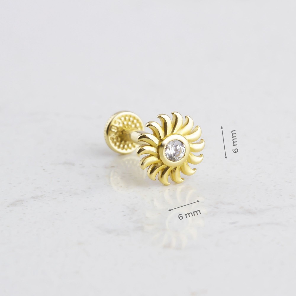 Glorria 14k Solid Gold Sun Tragus Piercing