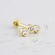 Glorria 14k Solid Gold Three Stone Tragus Piercing