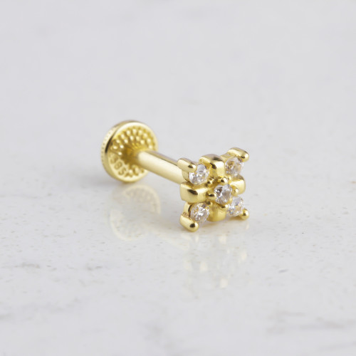 Glorria 14k Solid Gold Clover Tragus Piercing Glorria 14k Solid Gold Clover Tragus Piercing