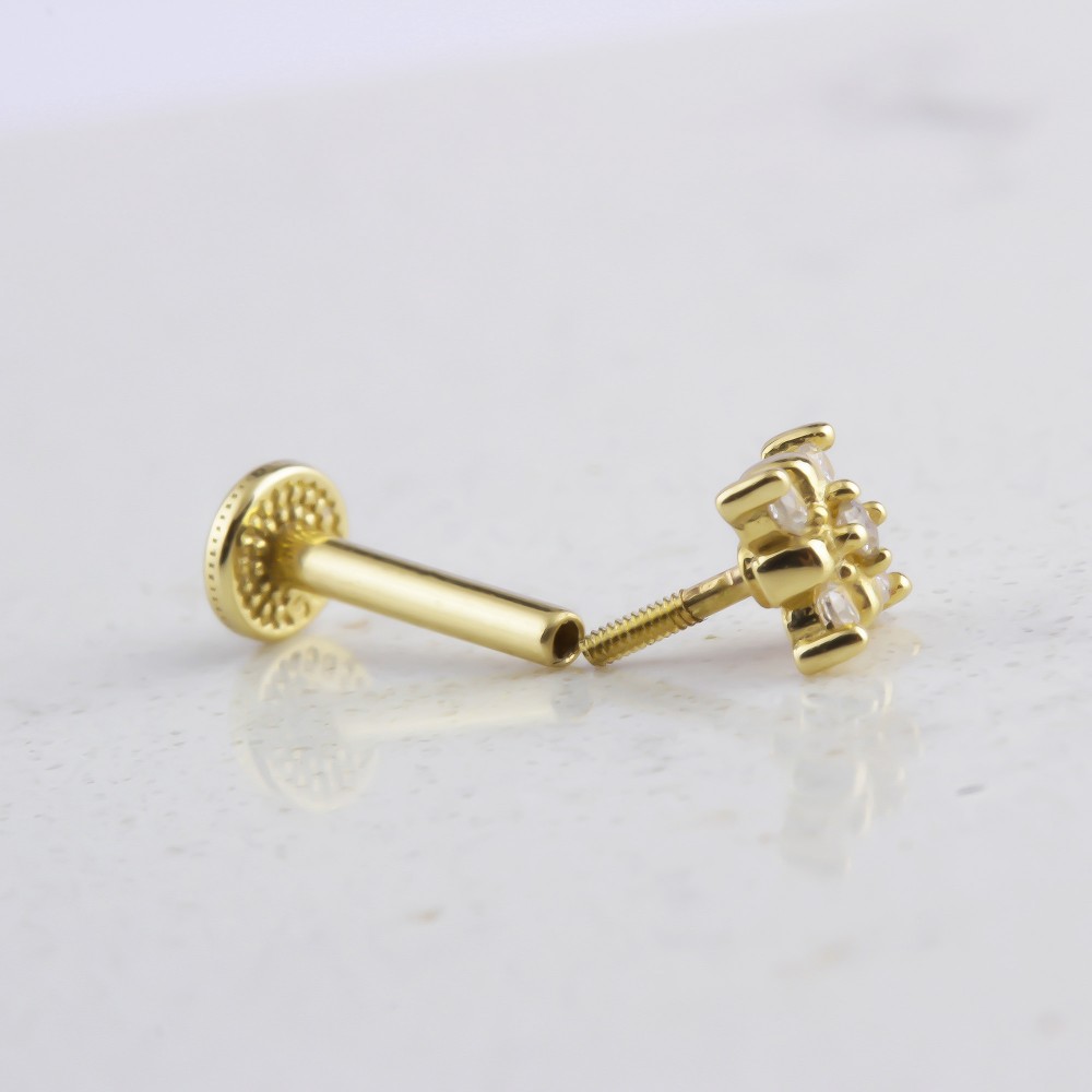 Glorria 14k Solid Gold Clover Tragus Piercing