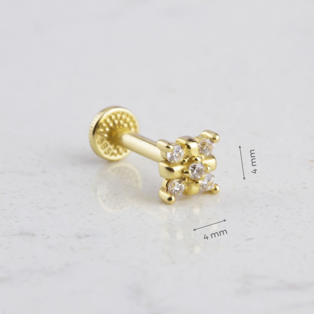 Glorria 14k Solid Gold Clover Tragus Piercing