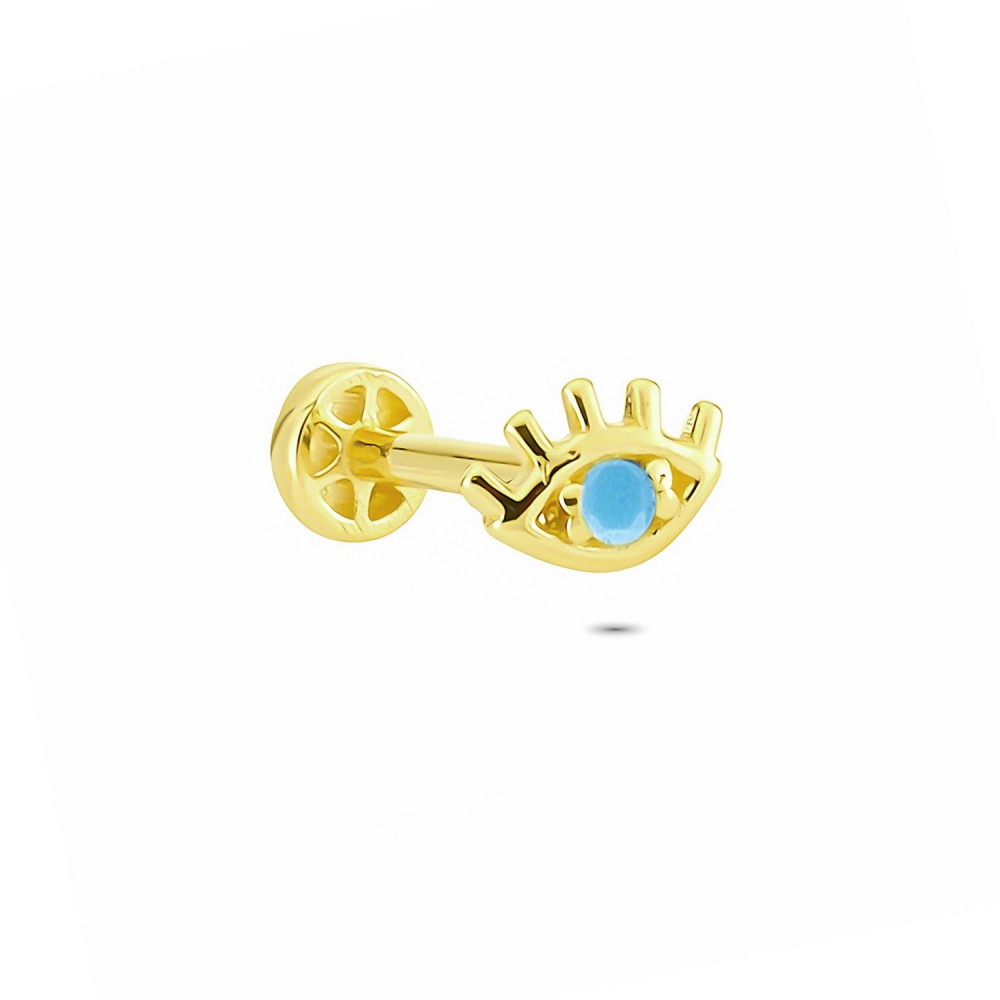 Glorria 14k Solid Gold Turquoise Eye Tragus Piercing