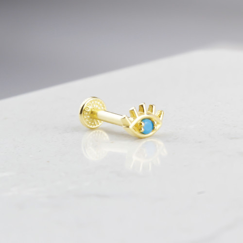 Glorria 14k Solid Gold Turquoise Eye Tragus Piercing Glorria 14k Solid Gold Turquoise Eye Tragus Piercing