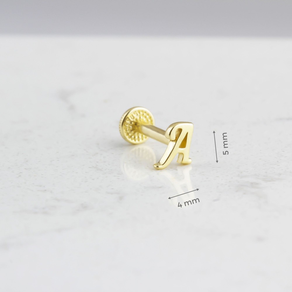 Glorria 14k Solid Gold Letter A Tragus Piercing